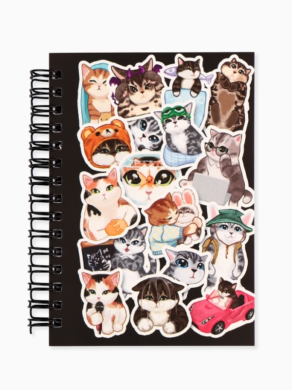 Записная книжка А6, 100 листов, в клетку  Записная книжка А6, 100 листов, в клетку "Мемные коты"