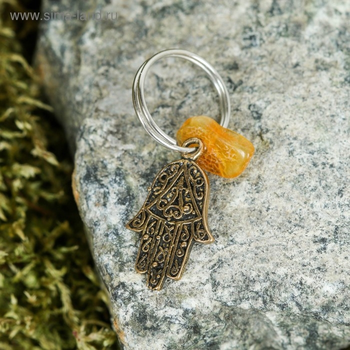 Брелок-талисман  Брелок-талисман "Хамса", натуральный янтарь