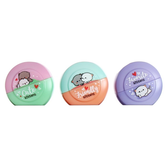Точилка пластиковая MESHU Точилка пластиковая MESHU "Cute kittens", 2 отверстия, МИКС