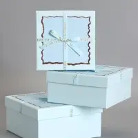 Набор подарочных коробок 3 в 1, прямоугольные с бантом, небесно голубой, 19&times;19&times;9.8; 17&times;17&times;8; 15&times;15&times;6.5 см