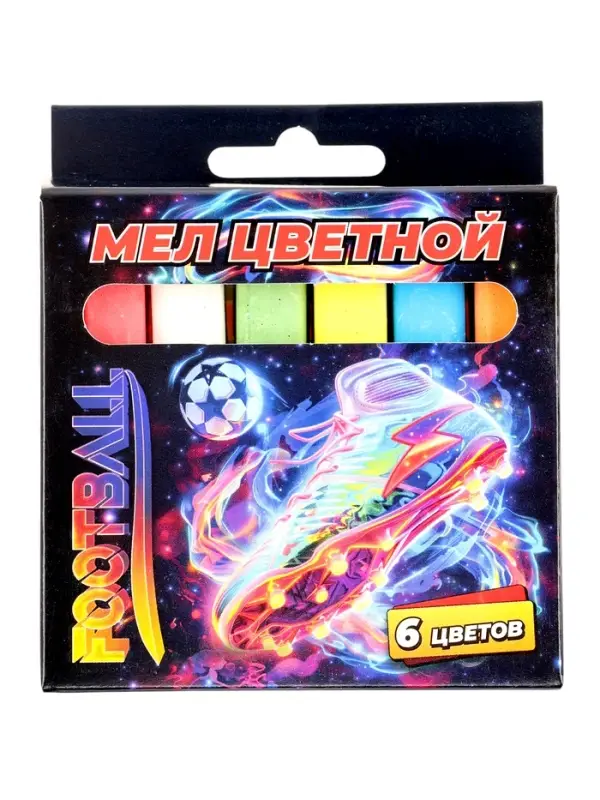 Мел цветной &laquo;Футбол&raquo; 6 шт., 1.2&times;1.2 см