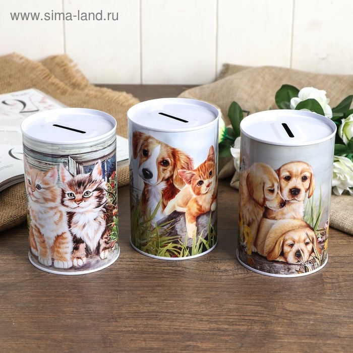 Копилка металл банка Копилка металл банка "Собаки и кошки" МИКС 12х8х8 см