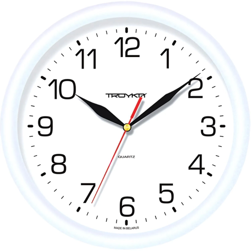Часы настенные Troyka 21210213 круг., d245мм, плав.ход, пластик