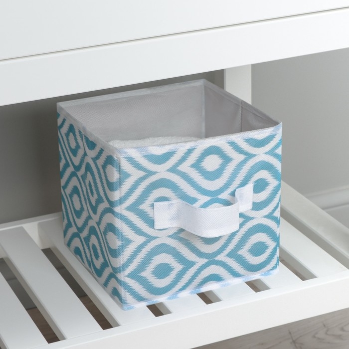 Короб для хранения Доляна «Лагуна», 19×19×19 см, цвет бирюзовый