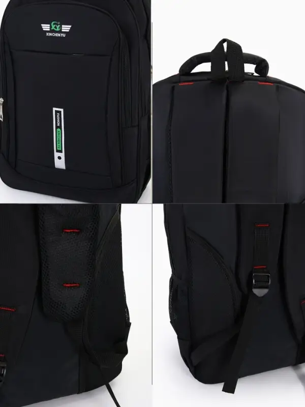 Рюкзак молодёжный, 2 отдела на молнии, 4 кармана, размер 37&times;17&times;54 см, чёрный