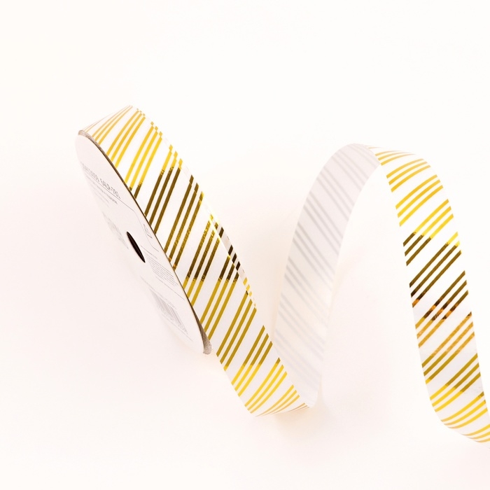 Лента для декора и подарков, "Полосы", золотая, 2 см х 50 м