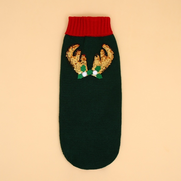 Свитер  Свитер "Рога удачи", размер 2XL (ДС 45 см, ОШ 36, ОГ 35-54), зелёный