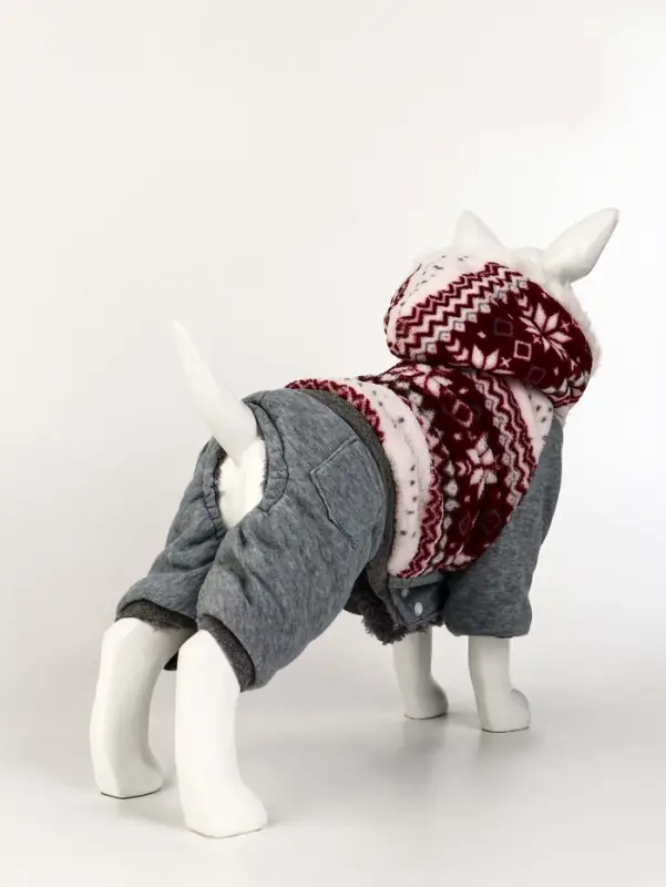 Комбинезон Комбинезон "Лапландия", с подкладом, размер S (ДС 25, ОГ 35, ОШ 25см), серый/бордо