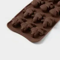 Форма для шоколада Доляна &laquo;Дино&raquo;, силикон, 21&times;11&times;2 см, 12 ячеек (4&times;2.5&times;2 см), коричневая