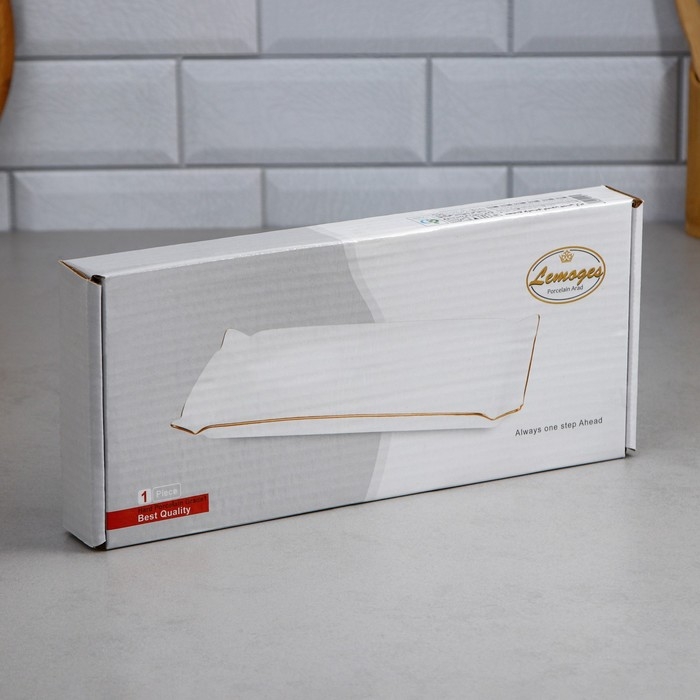 Селедочница Kabab Platter, маленькая, золотая обводка, фарфор, Иран Селедочница Kabab Platter, маленькая, золотая обводка, фарфор, Иран