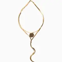 Кулон на затяжке 2 яруса медь "Медальон" 40/70см, круг, цвет золото