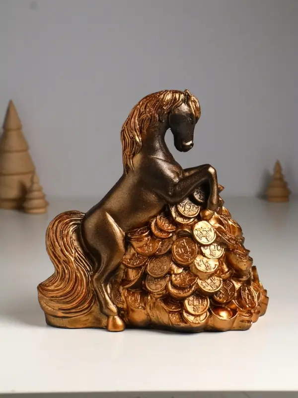 Копилка "Конь на деньгах" 20х20х13 см, бронза