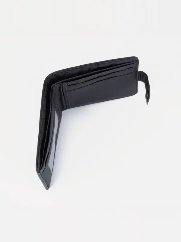 Портмоне мужское на кнопке, отдел для купюр, для карт, чёрное