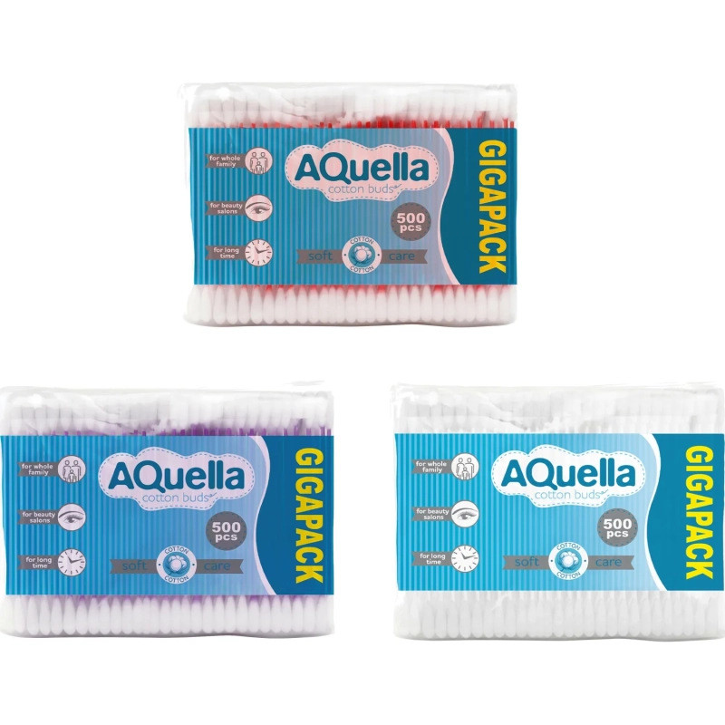 Палочки ватные AQUELLA п/э КК/42 500 шт/уп