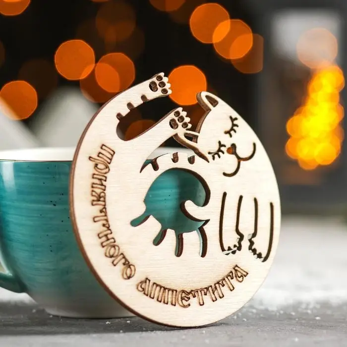 Подставка деревянная под горячее Доляна «Киса», 9×9 см Подставка деревянная под горячее Доляна «Киса», 9×9 см