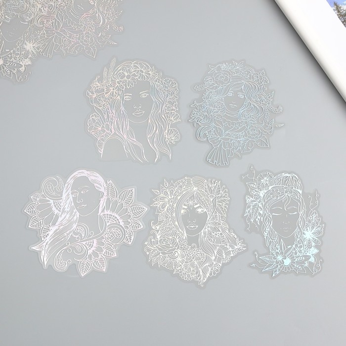 Наклейки для творчества Наклейки для творчества "Голография. Девушки" d=10 см набор 10 шт 0,2х14х11 см