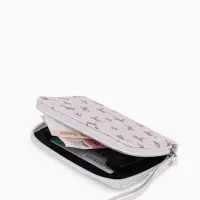 Кошелёк на молнии, 12&times;1.5&times;9 см, с принтом, белый/розовый