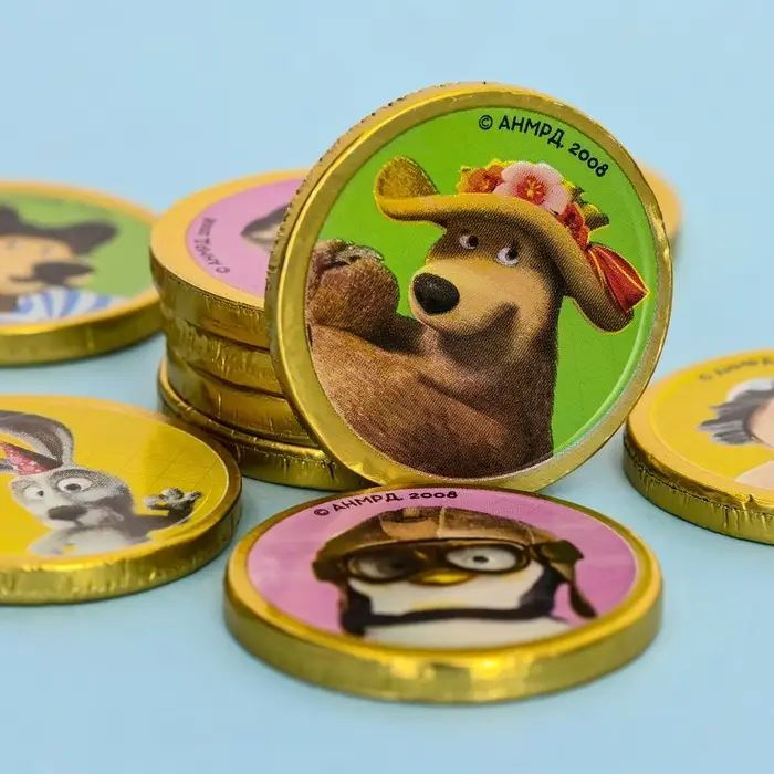 Шоколадные медали «Золотая авоська: Маша и Медведь», 6 г Шоколадные медали «Золотая авоська: Маша и Медведь», 6 г