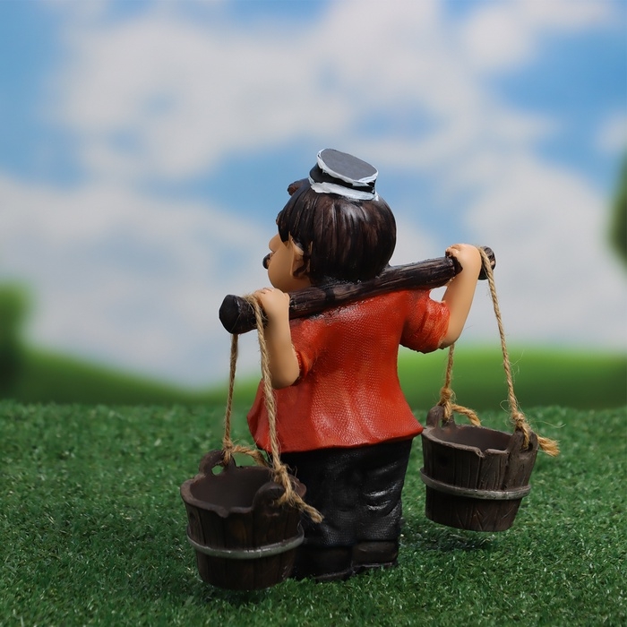 Садовая фигура  Садовая фигура "Дедушка с ведрами" 20х7х19см