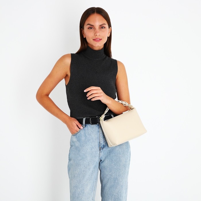 Сумка-багет на молнии, цвет бежевый Сумка-багет на молнии, цвет бежевый