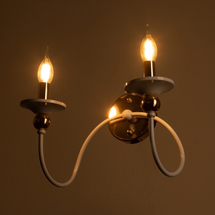 Бра "Милано" 2хЕ14 40Вт бело-золотой 36х26х24 см