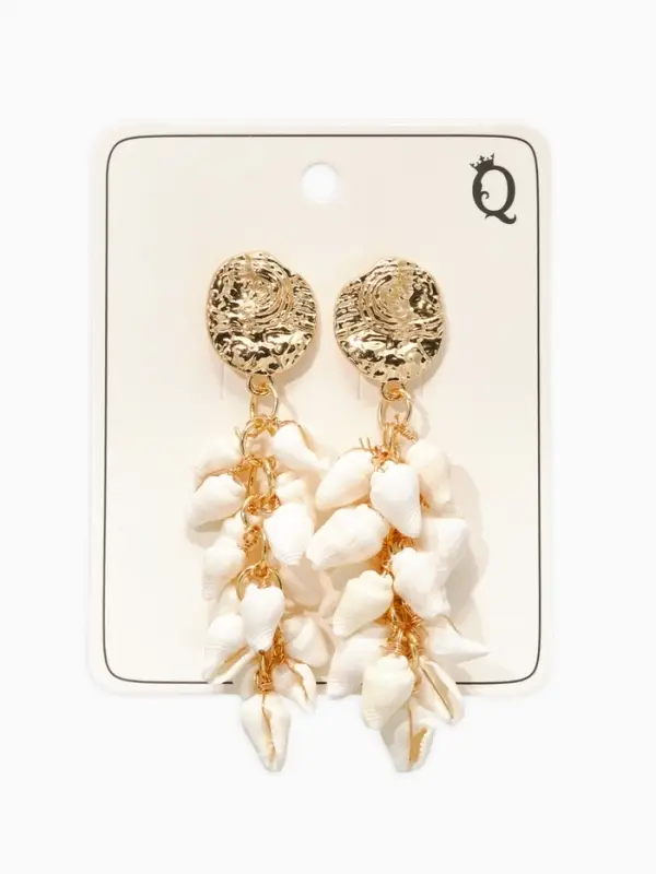 Серьги &laquo;Морской мир&raquo;, ракушечки маленькие, белые в золоте