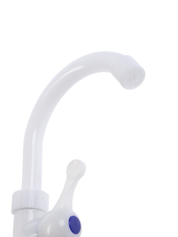 Кран на одну воду ZEIN Z3463, плоская ручка, R-образный излив, пластик, белый Кран на одну воду ZEIN Z3463, плоская ручка, R-образный излив, пластик, белый