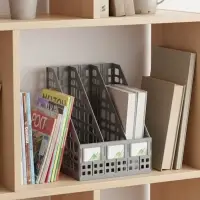 Лоток для бумаг LINE, А4, сборный, вертикальный, 3 отделения, серый