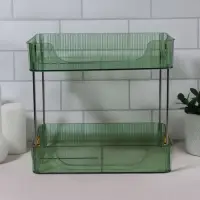 Органайзер для хранения, с ручками, 2 секции, 31&times;20&times;29 см, цвет зелёный, золотистый