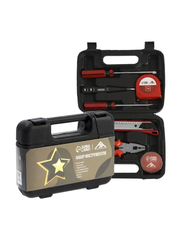 Набор инструментов в кейсе ЛОМ &laquo;23 ФЕВРАЛЯ&raquo;, в подарочной упаковке, 7 предметов