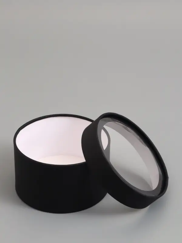 Подарочная коробка черная, завальцованная с окном, 16 х 11 см