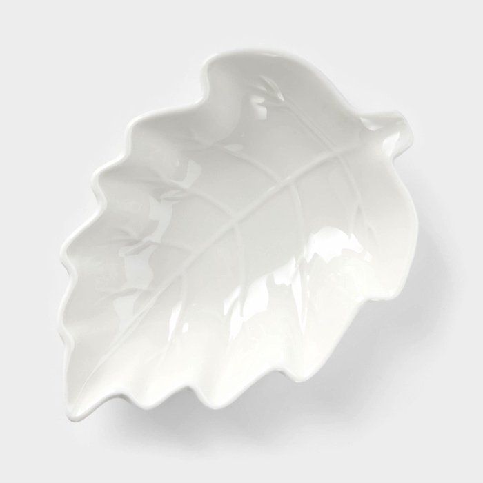 Соусник керамический «Лиственик», 14×10×3 см, цвет белый Соусник керамический «Лиственик», 14×10×3 см, цвет белый