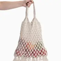 Сумка пляжная, плетёная, клетка 3.5 см, белая