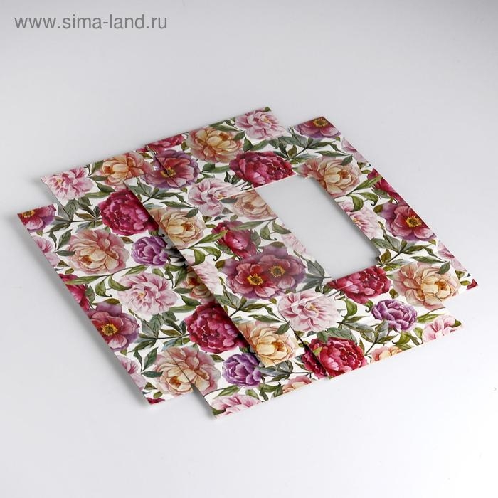 Коробка сборная крышка-дно с окном, Коробка сборная крышка-дно с окном, "Акварельные цветы", 18 х 15 х 5 см