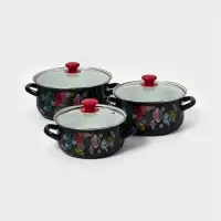 Набор кастрюль эмалированных &laquo;Лесная ягода-1-Экстра&raquo;, 3 предмета: 2 л, 3 л, 4 л, чёрный