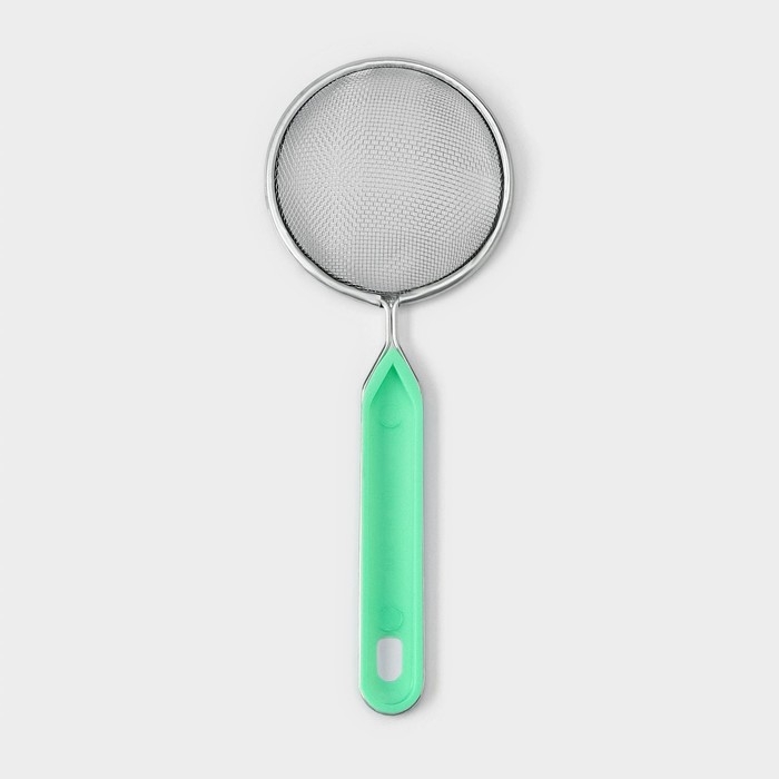 Сито для просеивания с ручкой Доляна «Хозяюшка», d=8,5 см, цвет зелёный