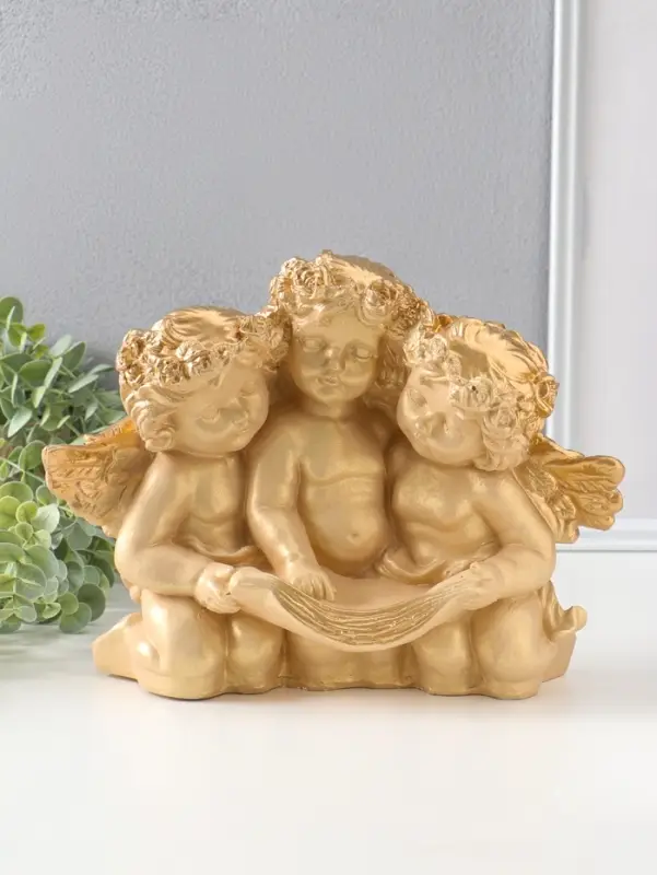 Фигура с подставкой под мелочи "Три ангела" слоновая кость, 30х23х14 см