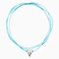 Чокер на нити с кулоном "Жемчуг с кристаллом" L=150см, цвет бело-голубой в серебре