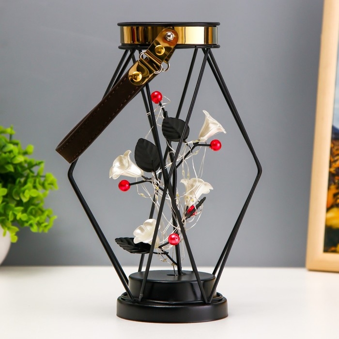 Ночник Ночник "Цветы" LED от батареек ААА чёрный 16х16х25 см RISALUX