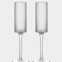 Набор бокалов для шампанского Just for you, 180 мл, 2 шт., 7×24 см, ребристые, стекло, прозрачный Набор бокалов для шампанского Just for you, 180 мл, 2 шт., 7×24 см, ребристые, стекло, прозрачный