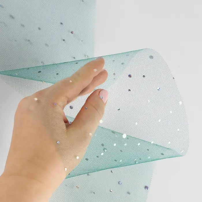 Фатин с блёстками, 15 см, 23 &plusmn;1 м, 11 &plusmn;1 г/м&sup2;, цвет тёмно-зелёный №59