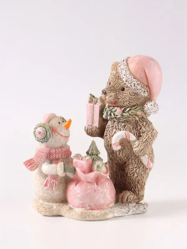 Фигурка &laquo;Мишка и снеговик&raquo;, 10 см, полистоун