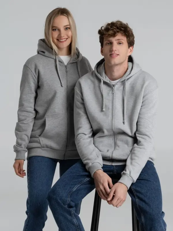 Толстовка на молнии с капюшоном Unit Siverga Heavy серый меланж, размер XS Толстовка на молнии с капюшоном Unit Siverga Heavy серый меланж, размер XS
