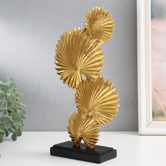 Сувенир полистоун  Сувенир полистоун "Листья веерной пальмы" золото 6,3х17х30,5 см
