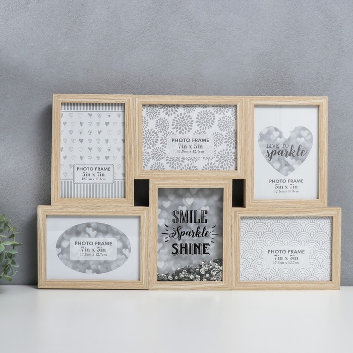 Фоторамка МДФ на 5 фото 13х18 см  Фоторамка МДФ на 5 фото 13х18 см "Шейкер - Улыбка" 34,5х46,5х2
