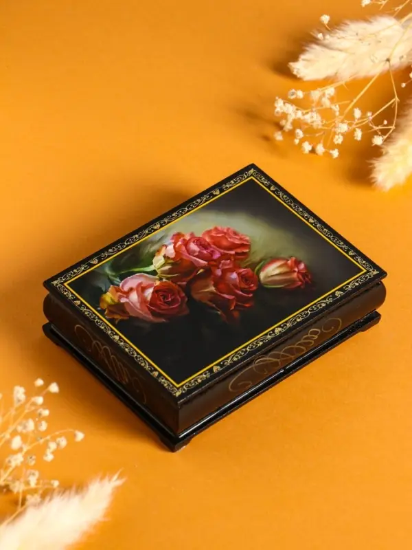 Шкатулка «Розы», 10×14 см, лаковая миниатюра