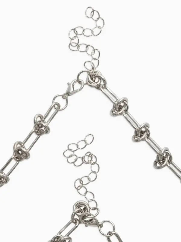 Набор 2 пред-а: цепь,браслет медь "Узел" 20/40+удл, цвет серебро