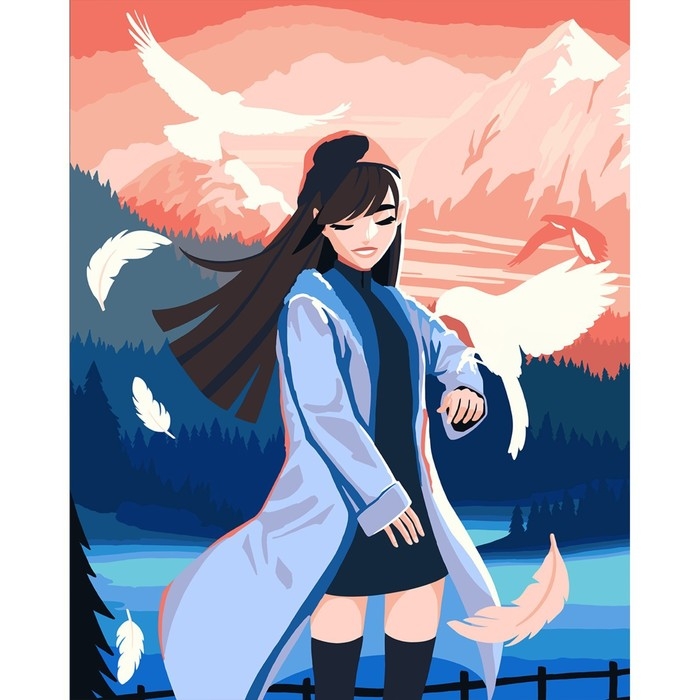 Картина по номерам на холсте с подрамником &laquo;Девушка с птицами&raquo;, 40 х 50 см