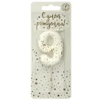 Свеча в торт "Белые брызги", цифра "9"