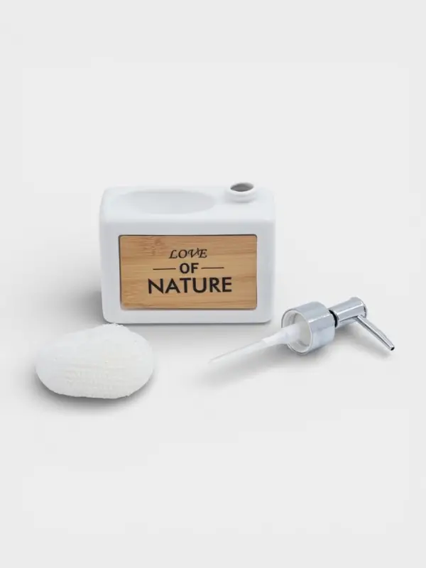 Дозатор для моющего средства с подставкой для губки SAVANNA &laquo;Природа&raquo;, 450 мл, белый